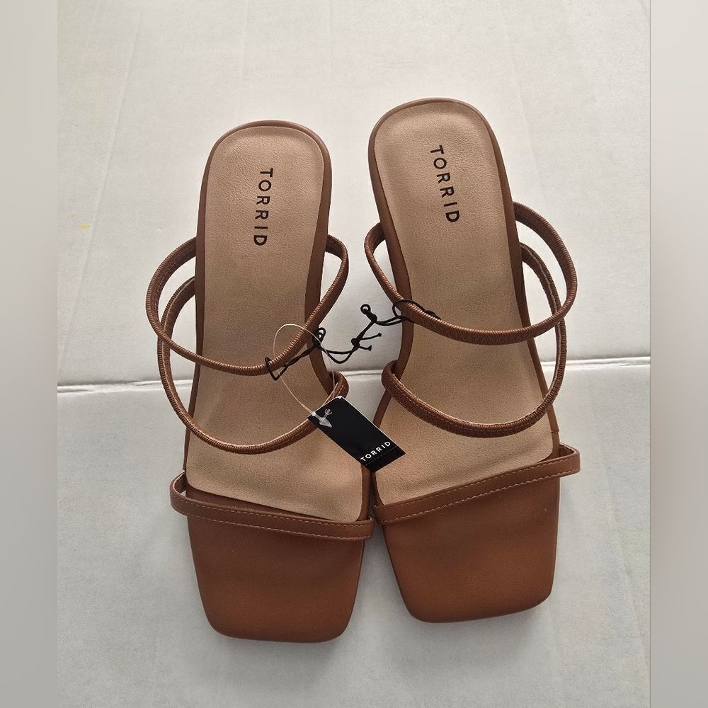 NWT Torrid Strappy Wedge Sandals Size 9.5ww In Cognac